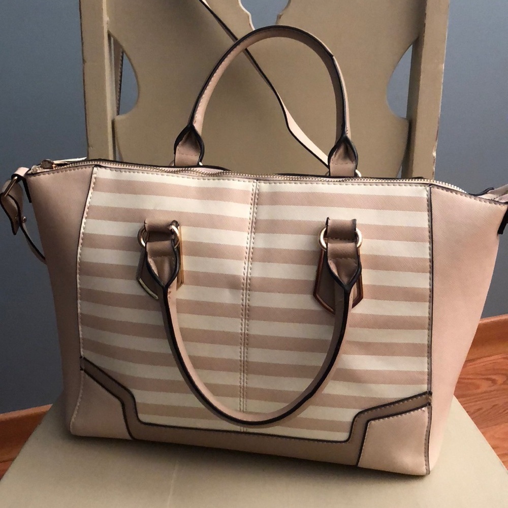 Aldo Beige and Cream Striped Handbag